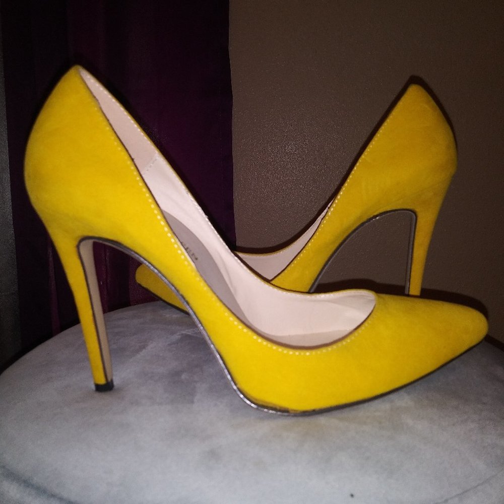 yellow high heels